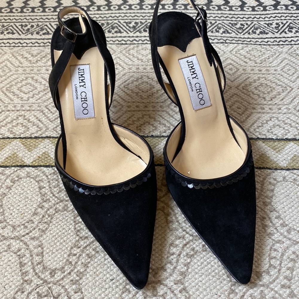Jimmy Choo Black Sling Back Heels 38